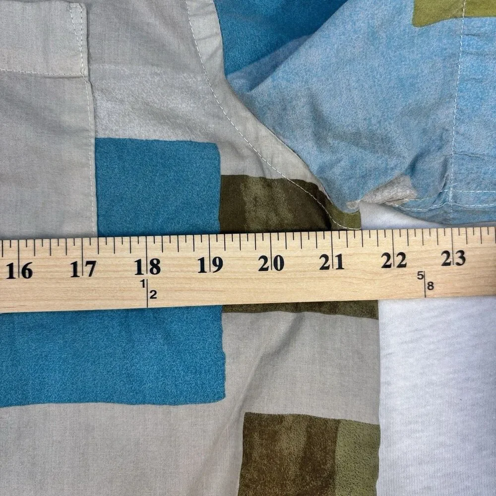 Banana Republic Shirt L Slim Fit Geometric Blocks Blue Green Brown